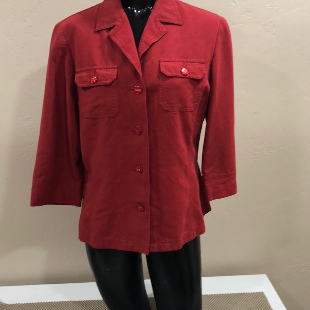 LIZ Claiborne Emma James  red woman button blazer - Picture 3 of 5